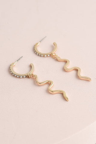 RHINESTONE HOOP SNAKE DROP EARRINGS | 60E1119426