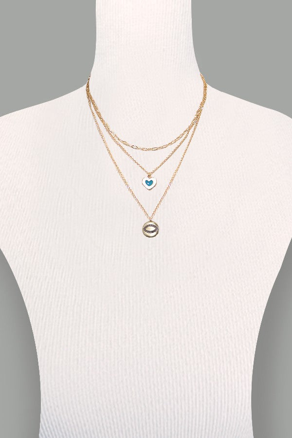 EPOXY HEART RHINESTONE EYE MULTI NECKLACE | 31N22009