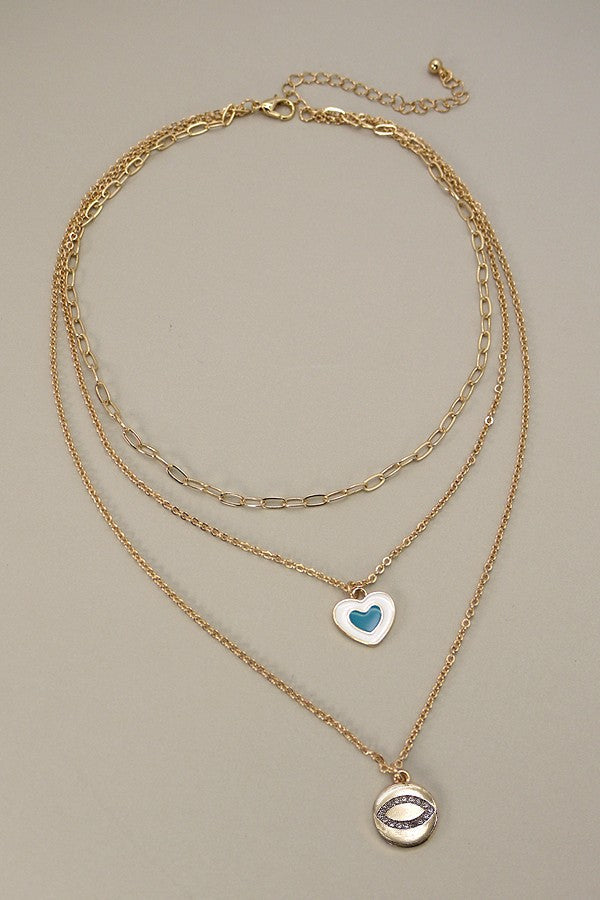 EPOXY HEART RHINESTONE EYE MULTI NECKLACE | 31N22009