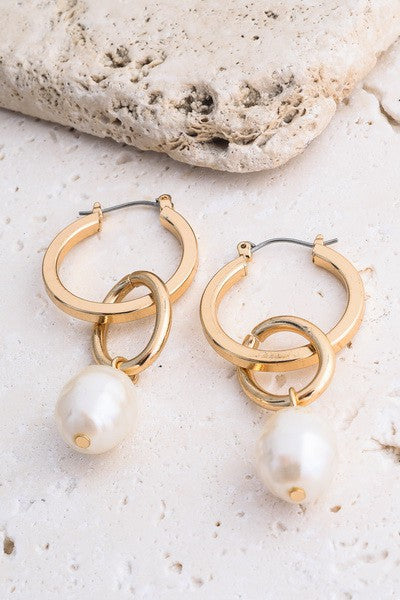 DOUBLE CIRCLE PEARL DROP EARRINGS | 51E2021121