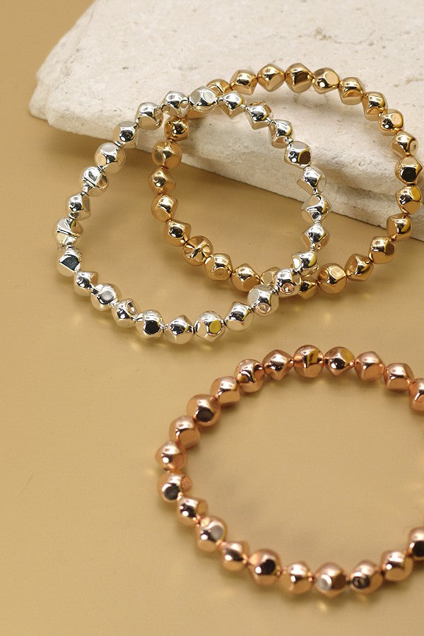 FACETED CCB BEAD STRETCH BRACELET SET | 25B310