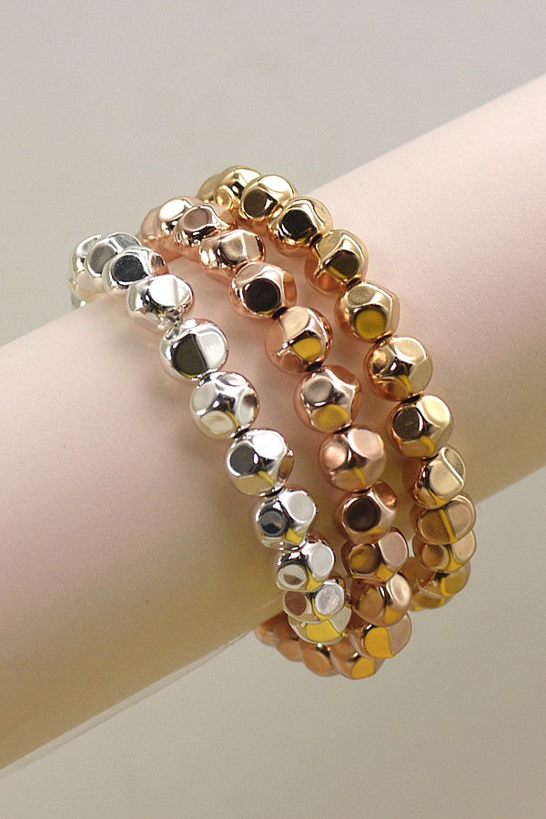FACETED CCB BEAD STRETCH BRACELET SET | 25B310