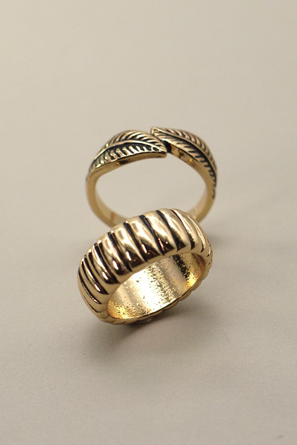 ANTIQUE LEAF DUO RING | 31R22001