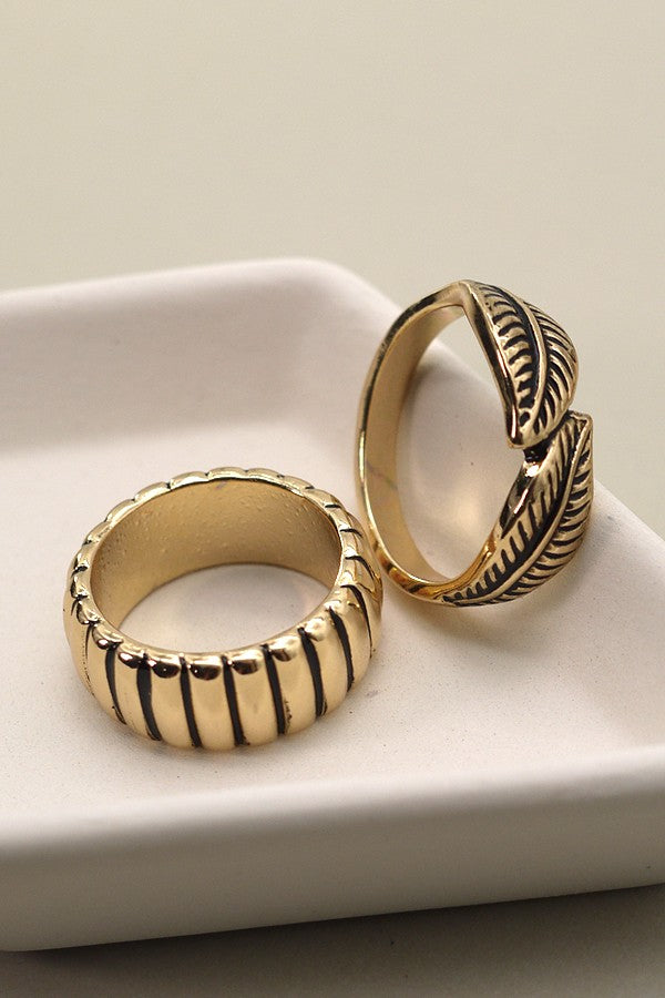 ANTIQUE LEAF DUO RING | 31R22001
