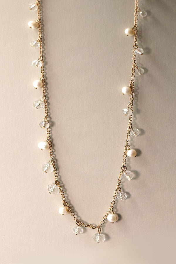 LONG FLOATING PEARL MIX NECKLACE | 25N403