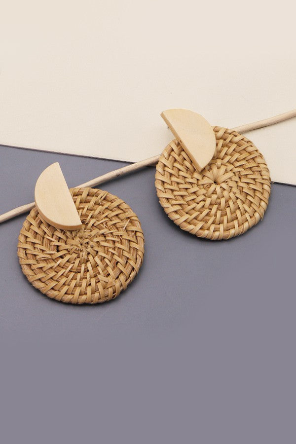 RAFFIA GEO POST EARRINGS | 40E219