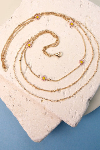 EPOXY FLOWER STATION MULTI LAYER NECKLACE | 25N416