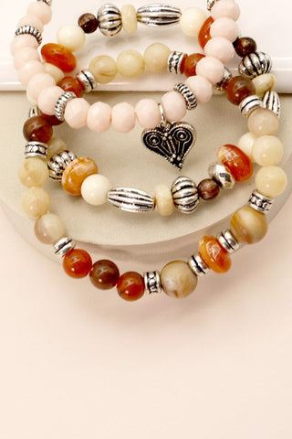 NATURAL BEADED STRETCH BRACELET SET | 71B22264