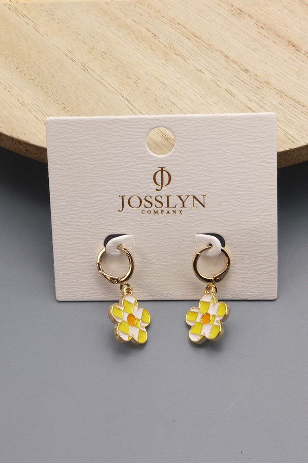 FUN FLOWER CHECKER EARRINGS | 40E224