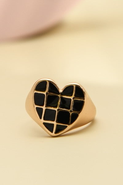 CHECKERBOARD HEART RING | 31R22005