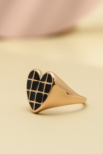 CHECKERBOARD HEART RING | 31R22005