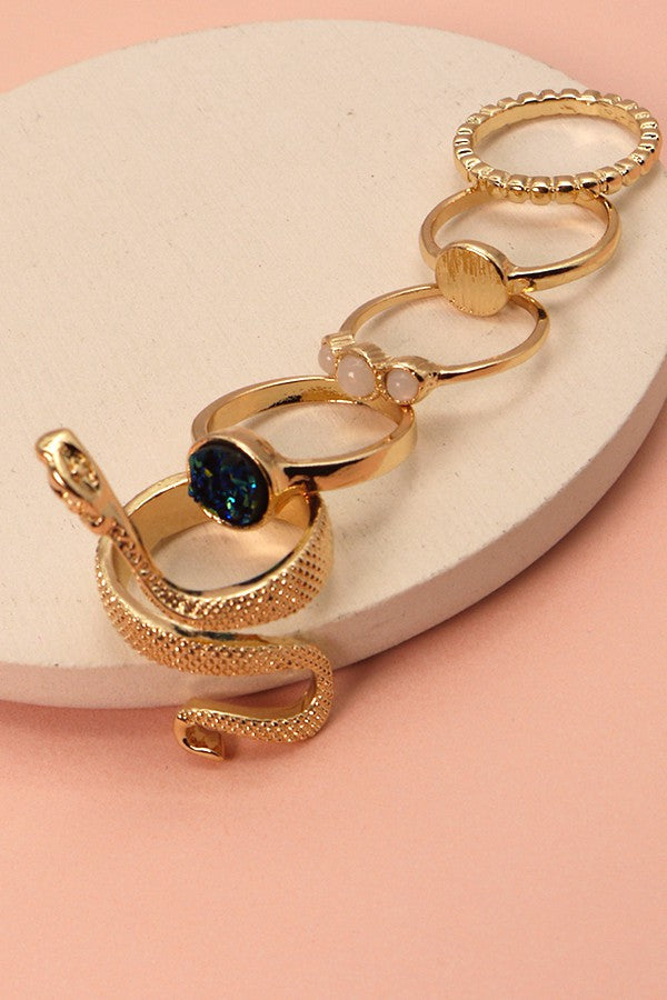 Gold mixed variety rings featuring snake | 14R013