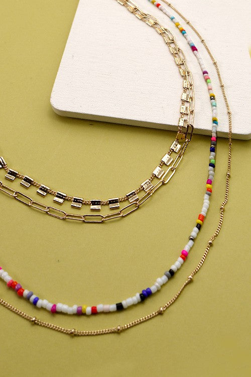 MULTI BEADED LAYER NECKLACE | 25N375