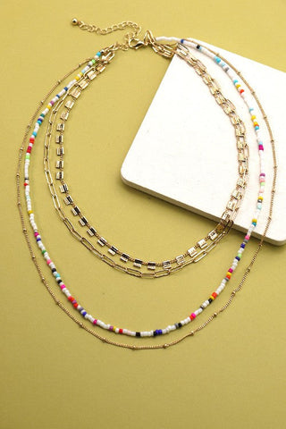 MULTI BEADED LAYER NECKLACE | 25N375