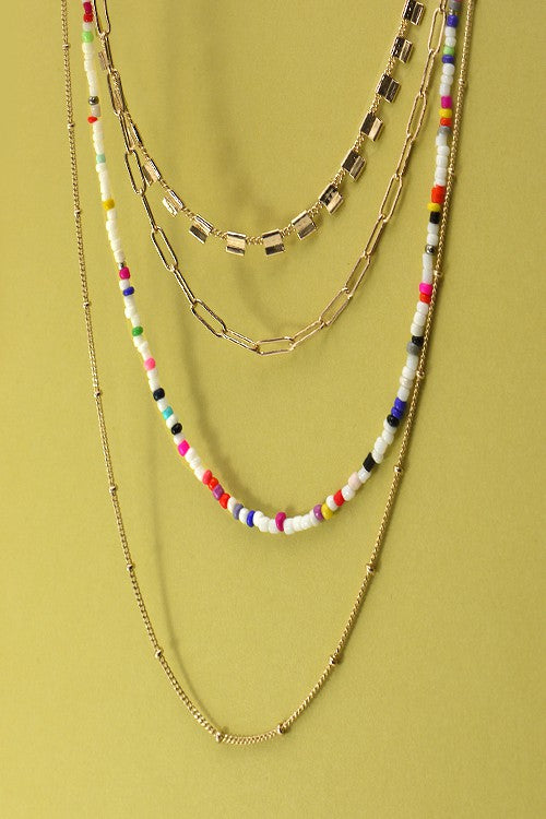 MULTI BEADED LAYER NECKLACE | 25N375