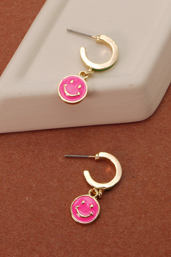 EPOXY CHARM MINI HOOP HUGGIE EARRINGS | 71E21860