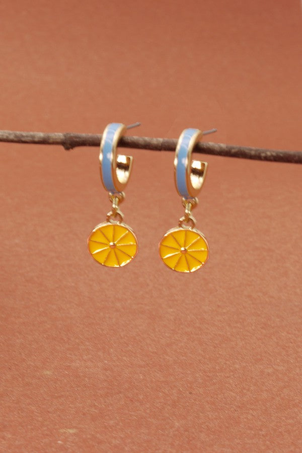 EPOXY CHARM MINI HOOP HUGGIE EARRINGS | 71E21860