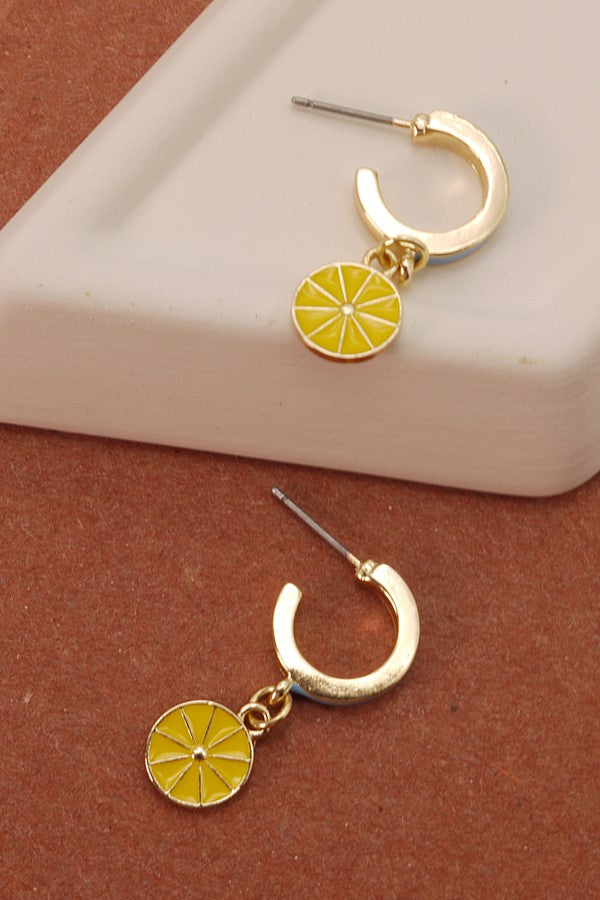 EPOXY CHARM MINI HOOP HUGGIE EARRINGS | 71E21860