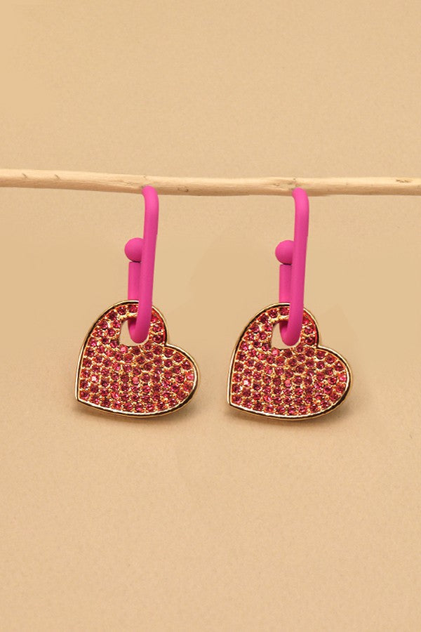 RHINESTONE HEART DROP EARRINGS | 71E22929