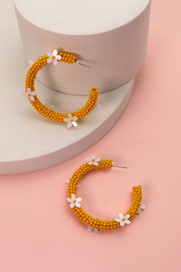 SEEDBEAD FLOWER HOOP EARRINGS | 31E22218
