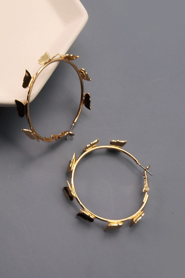 MID BUTTERFLY HOOP EARRINGS | 31E22589