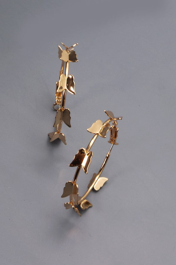 MID BUTTERFLY HOOP EARRINGS | 31E22589