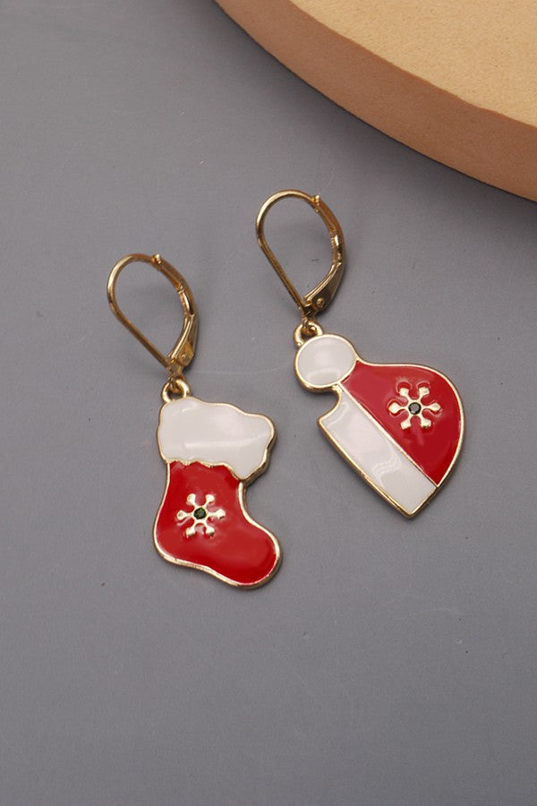 SANTA HAT AND SOCKS MINI HOOP EARRINGS | 71E0963