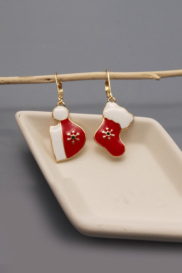 SANTA HAT AND SOCKS MINI HOOP EARRINGS | 71E0963