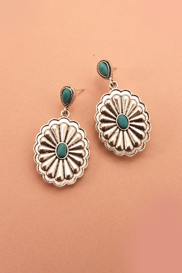 WESTERN OVAL CONCHO DROP EARRINGS | 40E241