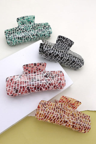 JUMBO BRICK PRINT CELLULOSE HAIR CLAW CLIPS | 40H467