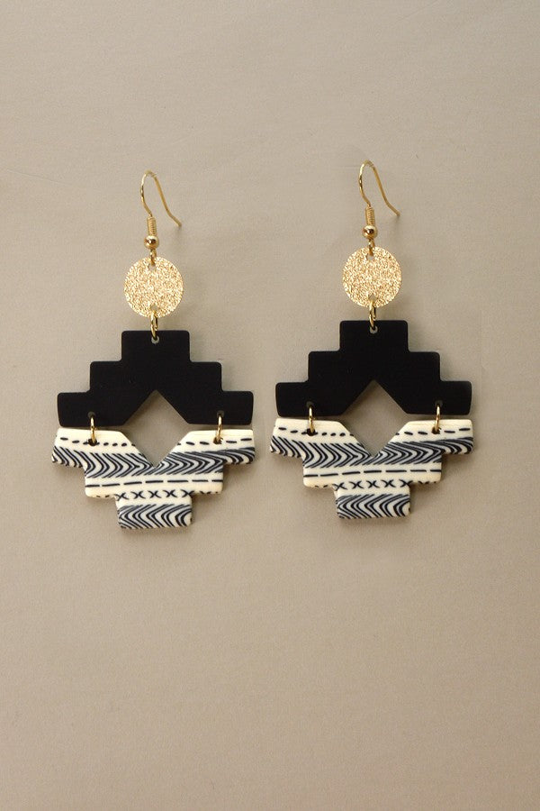 GEOMETRIC POLYMER CLAY DROP EARRINGS | 40E248