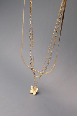 MULTI LAYER BUTTERFLY SNAKE CHAIN  NECKLACE| 71N22568