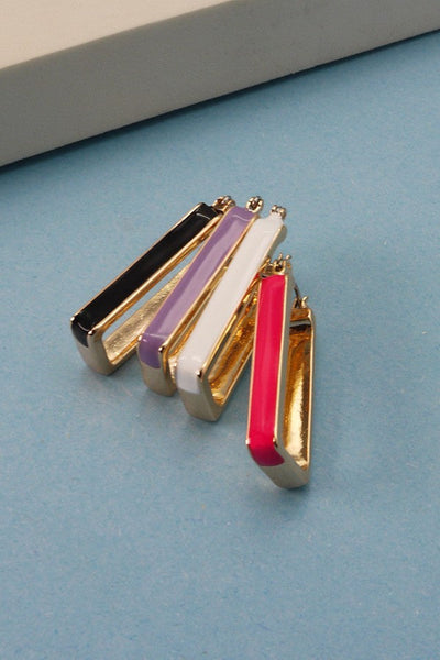 RECTANGLE HUGGIE HOOP EARRINGS | 60E2078025