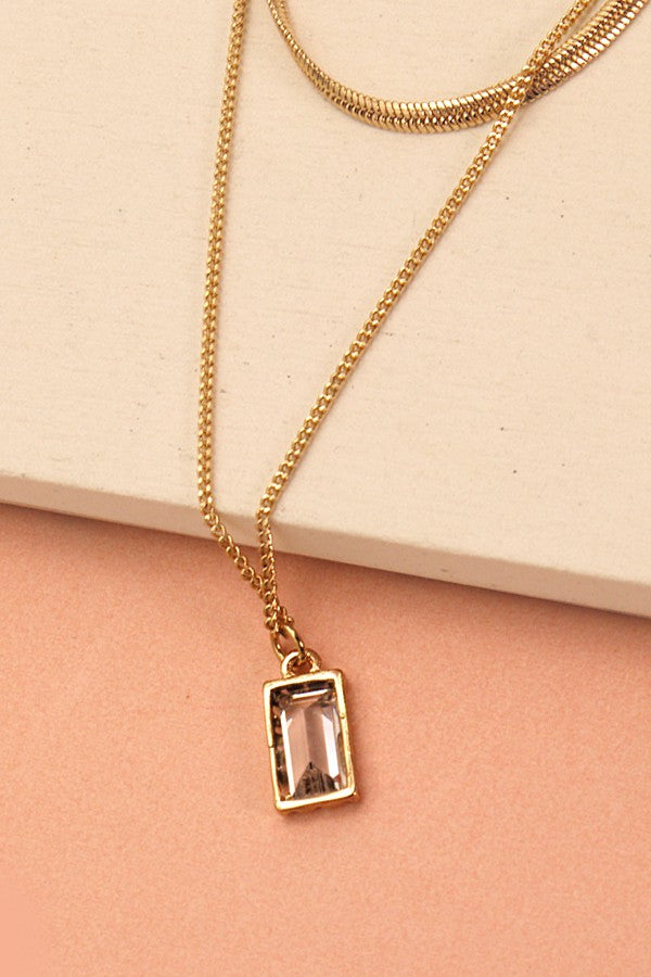 SNAKE CHAIN STONE PENDANT LAYER CHOKER NECKLACE | 31N22096