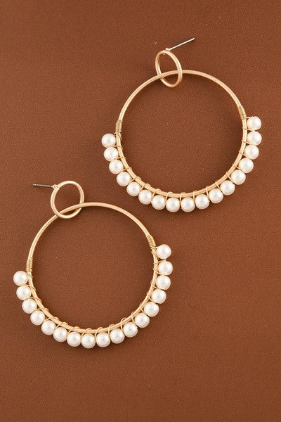 CIRCLE PEARL DROP EARRINGS | 47E13921