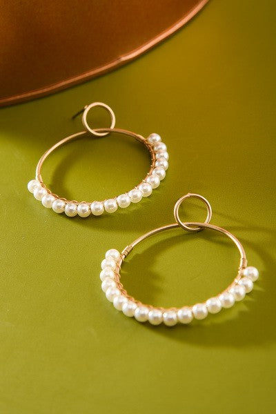 CIRCLE PEARL DROP EARRINGS | 47E13921