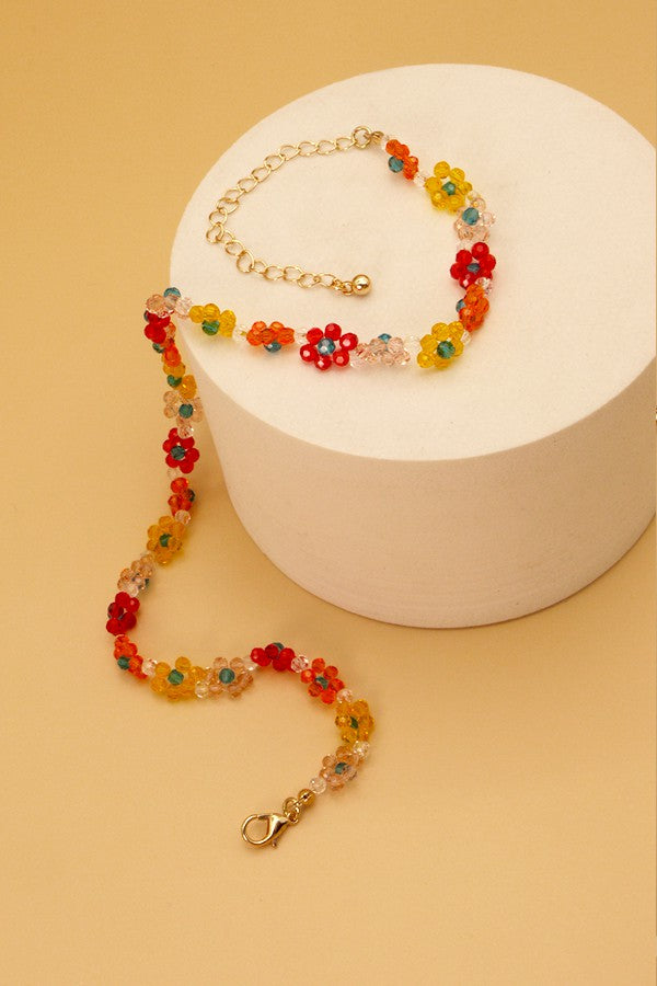 BEADED CHOKER FLOWER NECKLACE | 51N2062513