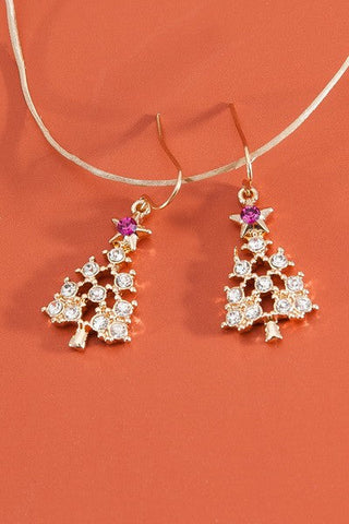 RHINESTONE X-MAS TREE EARRINGS | 31E22552