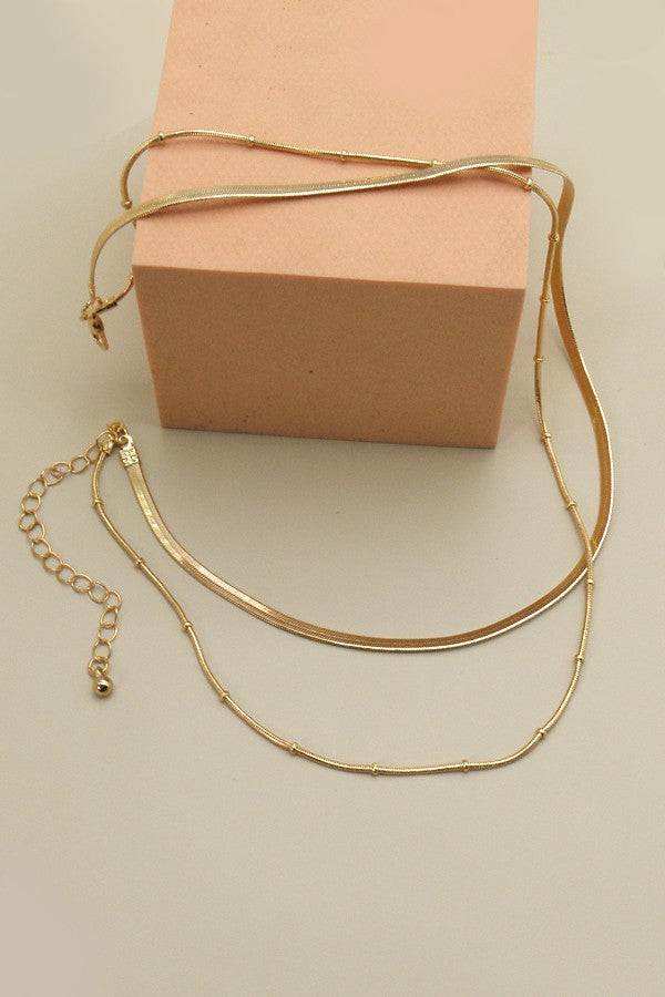 DOUBLE SNAKE CHAIN LAYER NECKLACE | 25N474