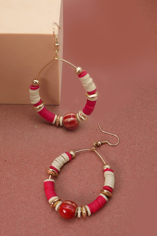 HEISHI DISC BEAD STONE DROP EARRINGS | 52E2070901