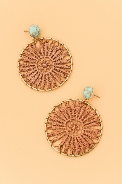 BOHO TURQ CROCHETED HOOP EARRINGS | 51E2062548