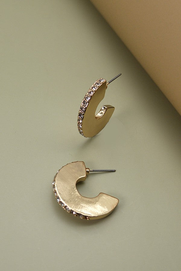 RHINESTONE FLAT HOOP EARRINGS | 31E23019
