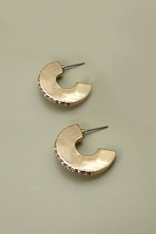 RHINESTONE FLAT HOOP EARRINGS | 31E23019