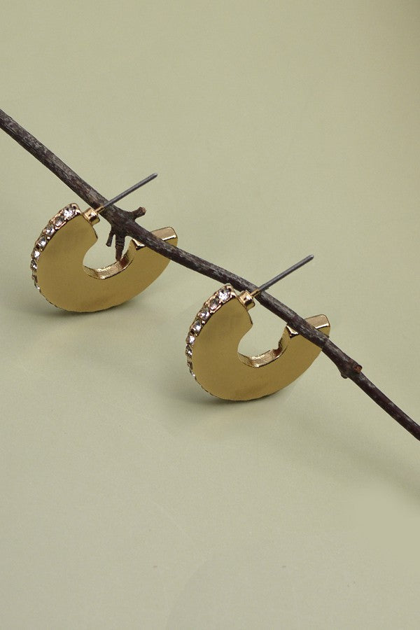 RHINESTONE FLAT HOOP EARRINGS | 31E23019