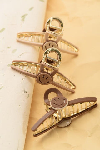 LARGE SMILEY CELLULOSE HAIR CLAW CLIPS | 40H514