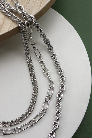 4 LAYER SILVER ROPE CHAIN NECKLACE | 52N2090512