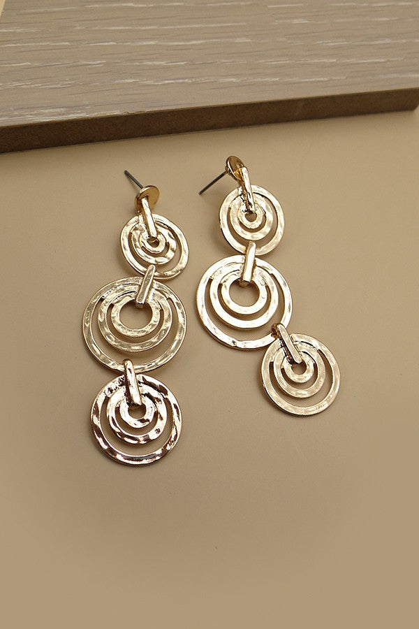 3 ROW GOLD CIRCLE DROP EARRINGS | 52E2090556