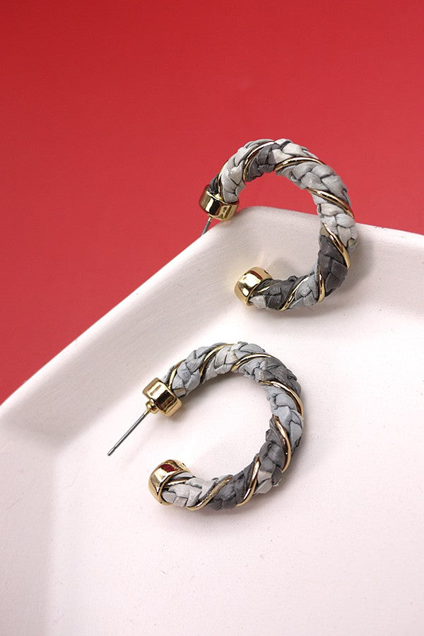 FAUX LEATHER ROPE HOOP EARRINGS | 52E2090216