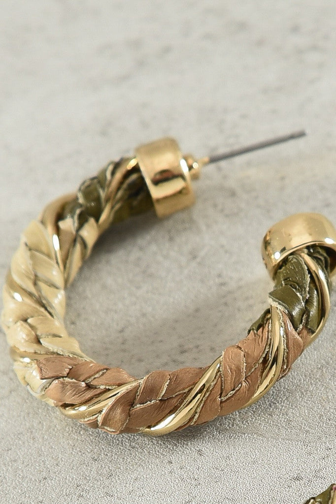 FAUX LEATHER ROPE HOOP EARRINGS | 52E2090216