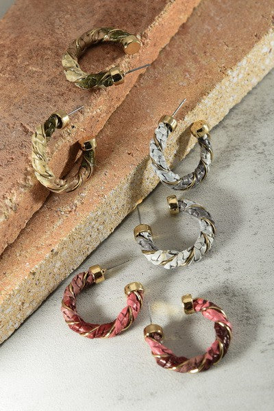 FAUX LEATHER ROPE HOOP EARRINGS | 52E2090216